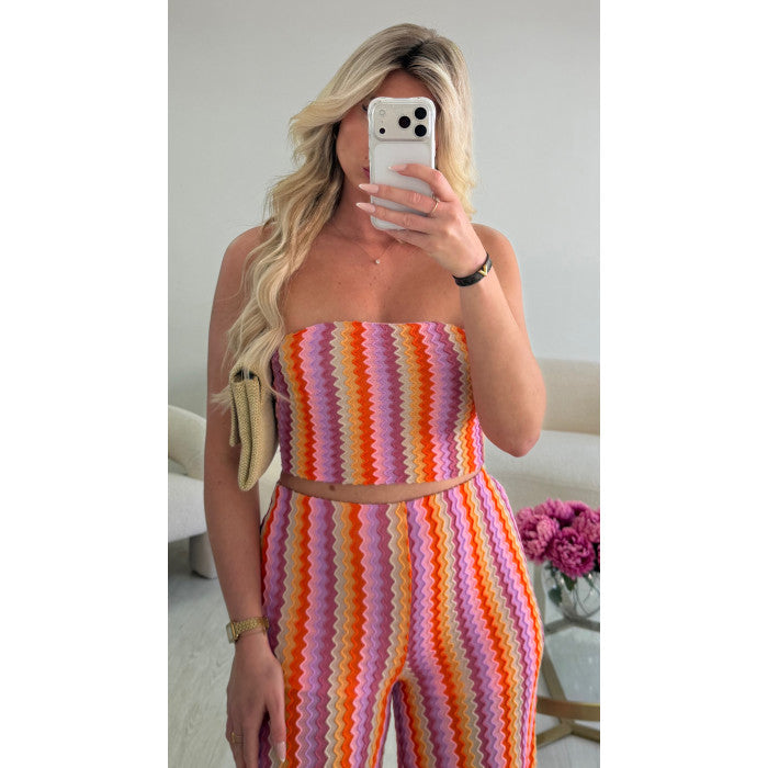 Ensemble crochet arc en ciel extra long