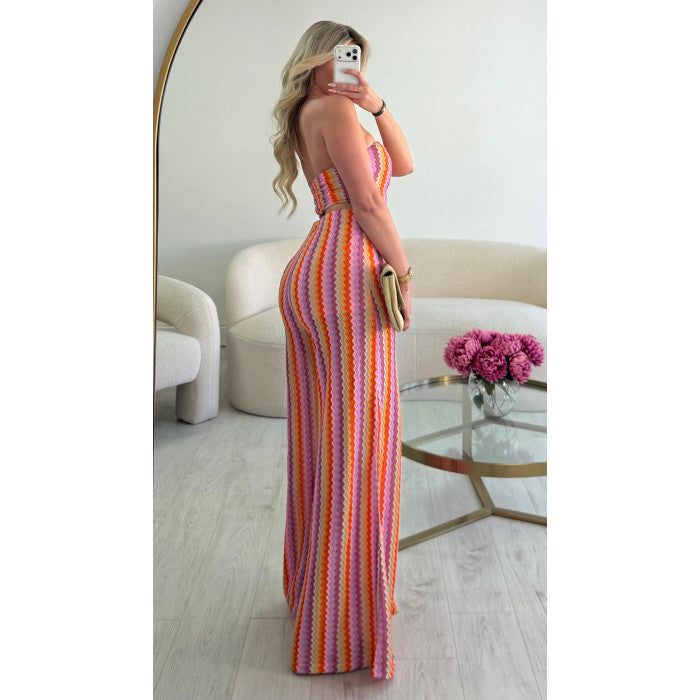 Ensemble crochet arc en ciel extra long
