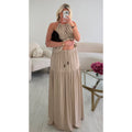 Ensemble jupe lin beige bijoux