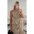 Ensemble jupe lin beige bijoux