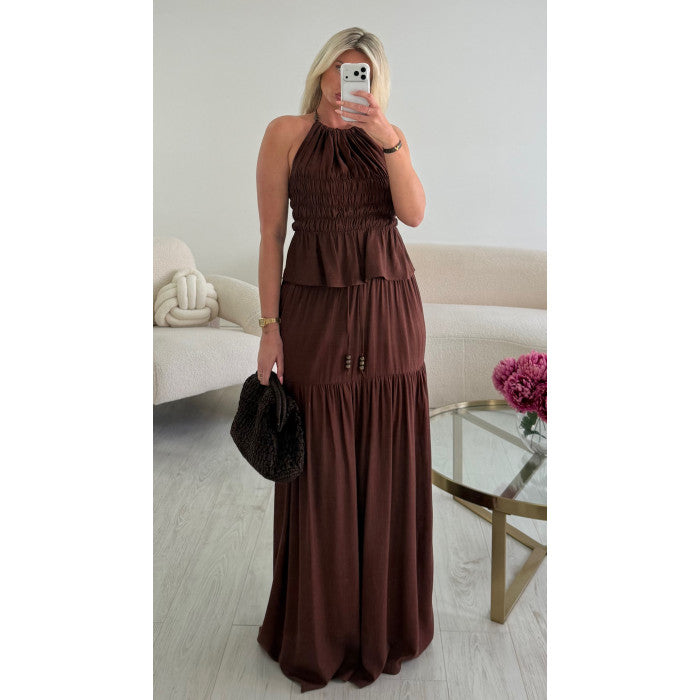 Ensemble jupe lin choco bijoux