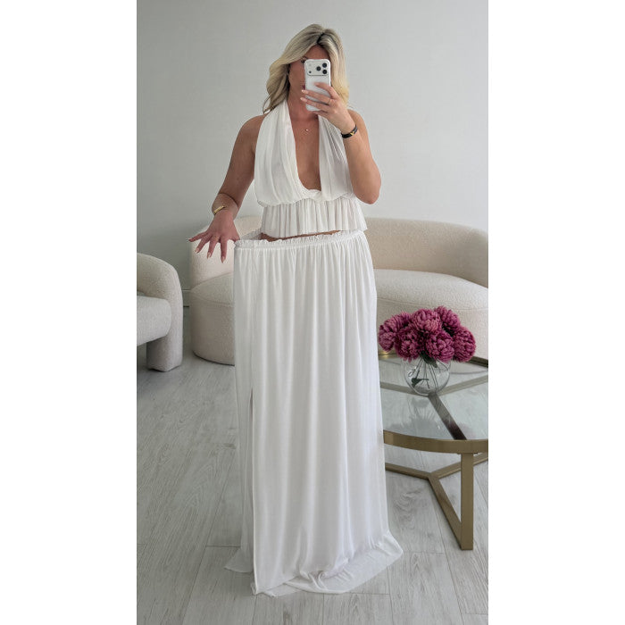 Ensemble jupe longue blanche