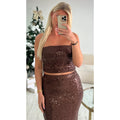 Ensemble jupe longue sequins choco