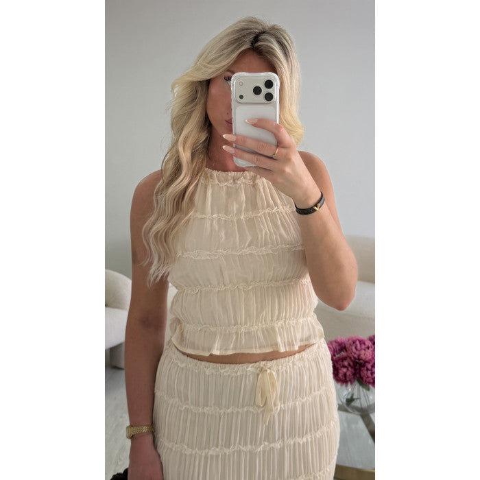 Ensemble jupe longue texturé creamy