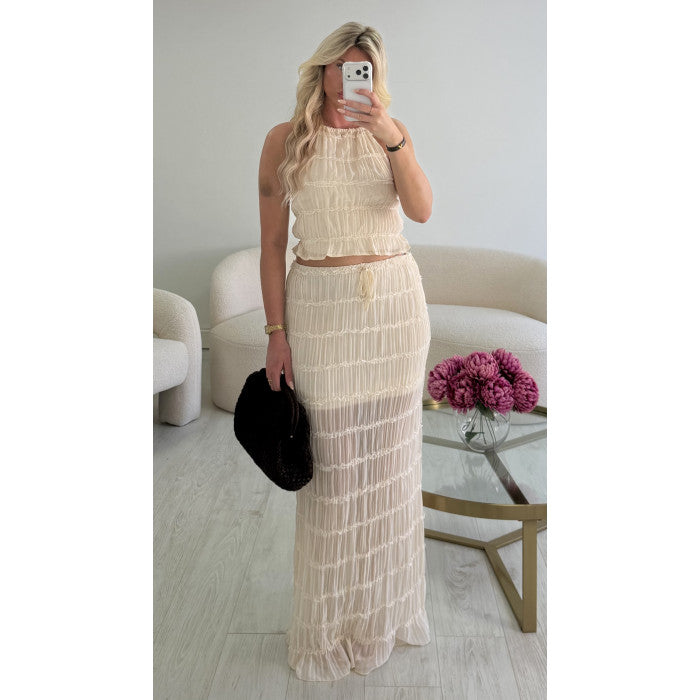 Ensemble jupe longue texturé creamy