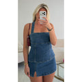 Ensemble jupe short denim bleu