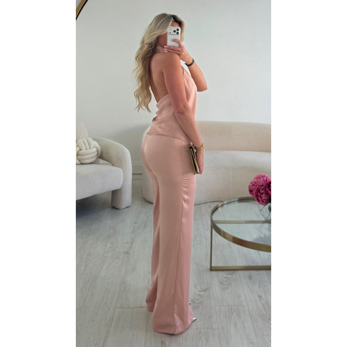 Ensemble old pink dos nu satin