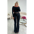Ensemble pantalon flare casual noir