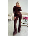 Ensemble pantalon extra long flare choco