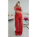 Ensemble pantalon lin extra extra long corail