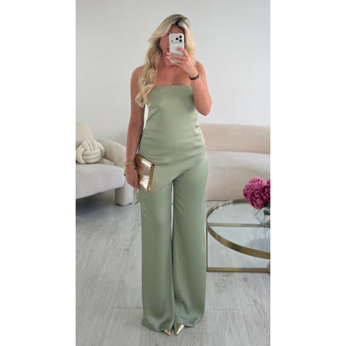 Ensemble sauge bustier satin