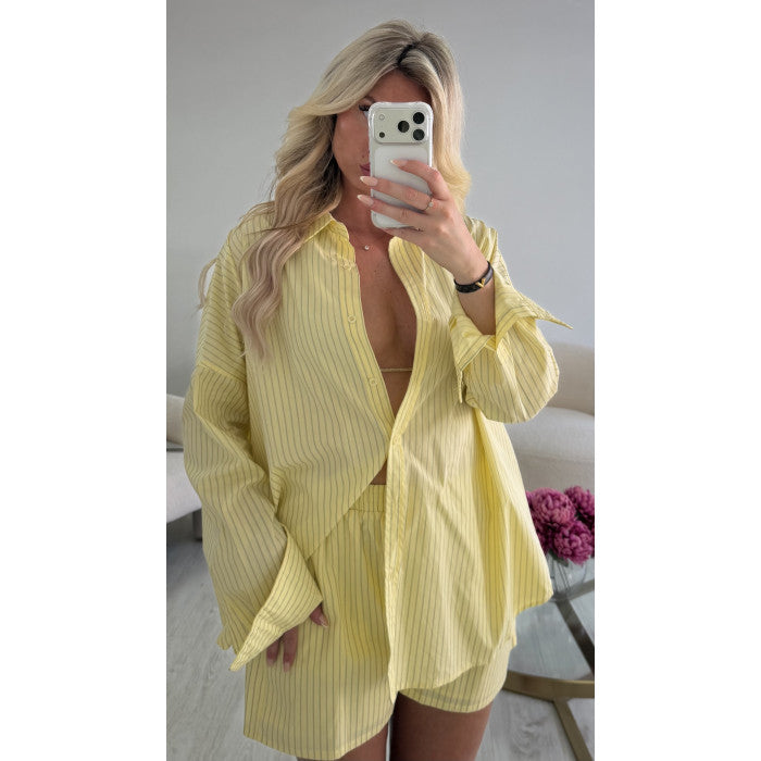 Ensemble short rayures jaune