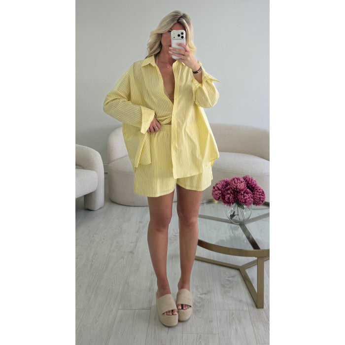 Ensemble short rayures jaune