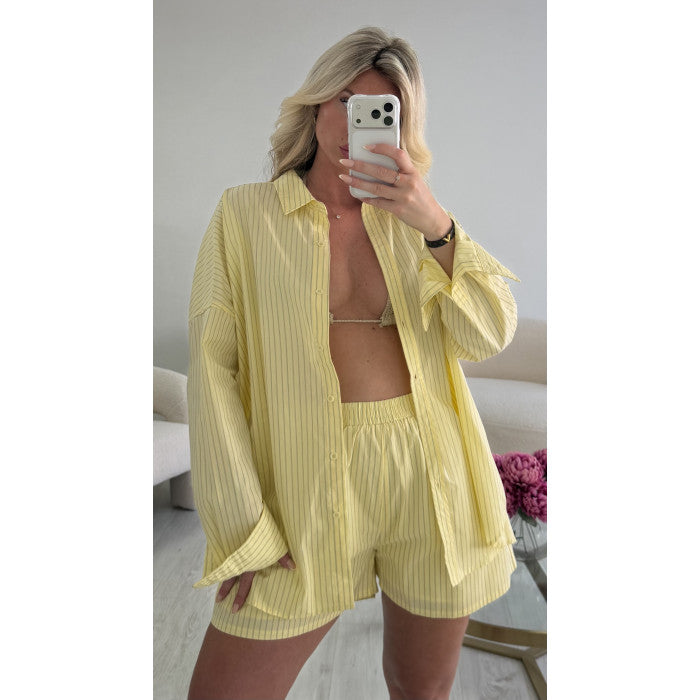 Ensemble short rayures jaune