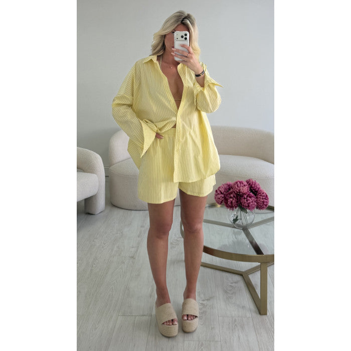 Ensemble short rayures jaune