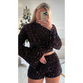 Ensemble short sequins choco