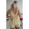 Ensemble short sequins jaune pastel