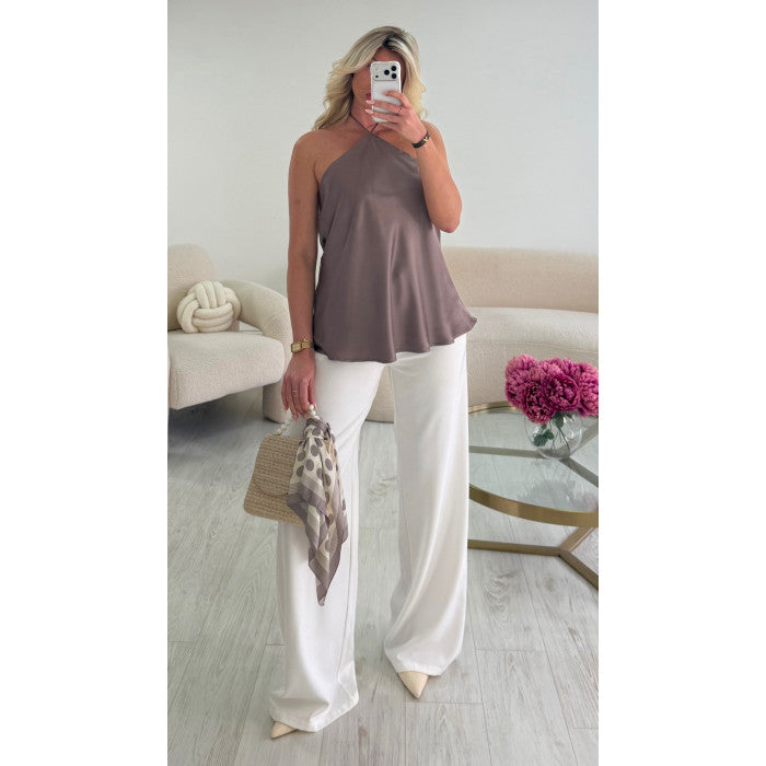 Foulard pois taupe
