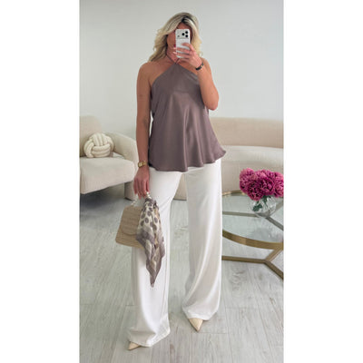 Foulard pois taupe