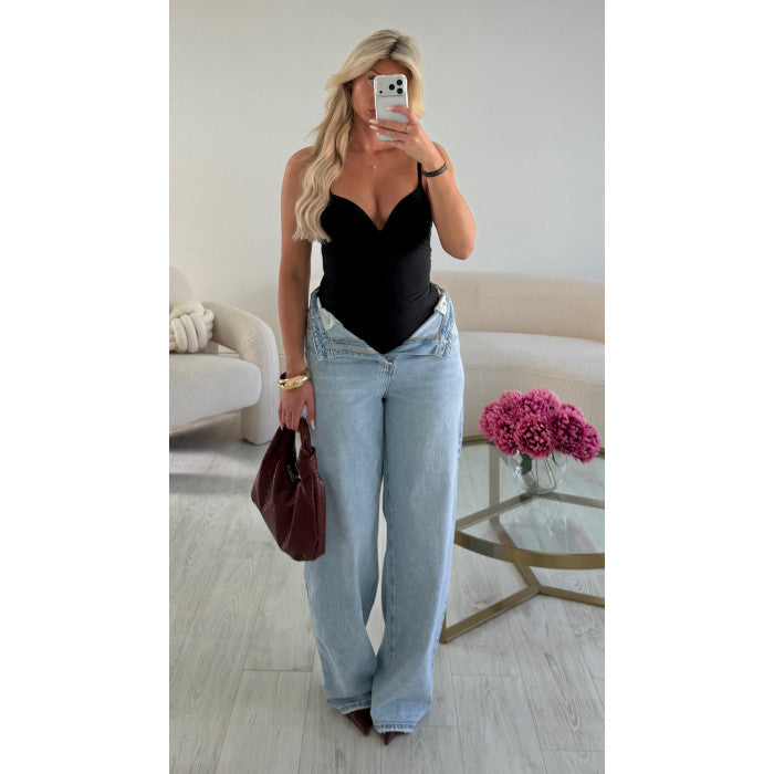 Jeans baggy extra long bleu clair