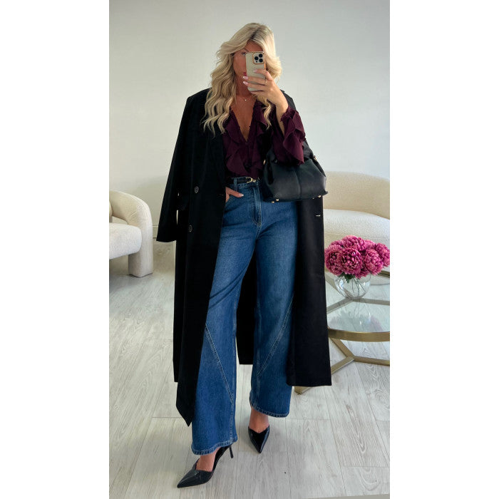 Jeans ballon bleu foncé poches