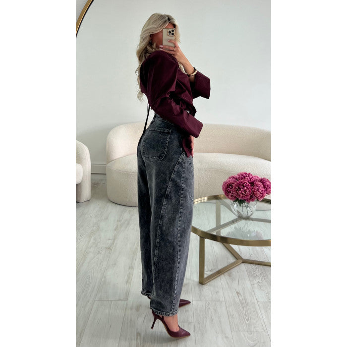 Jeans ballon gris
