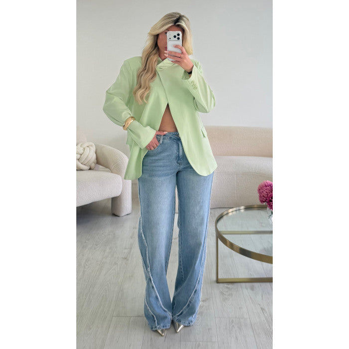Jeans double couture wide bleu