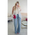 Jeans double couture wide bleu