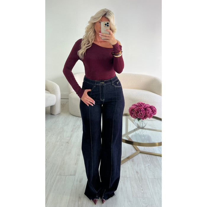 Jeans extra extra long brut coutures