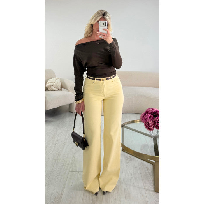 Jeans extra extra long jaune pastel