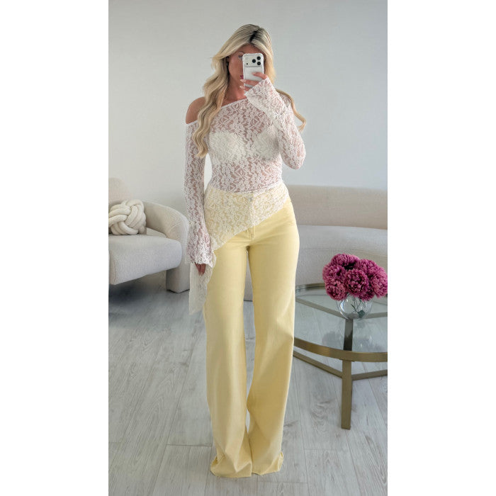 Jeans extra extra long jaune pastel