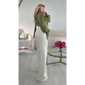 Jeans extra extra long poches blanc