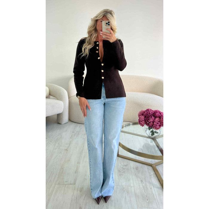 Jeans extra long bleu clair mi taille haute