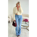 Jeans extra long bleu flare taille basse