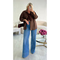 Jeans extra long bleu foncé couture