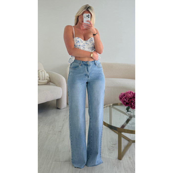 Jeans extra long bleu wide