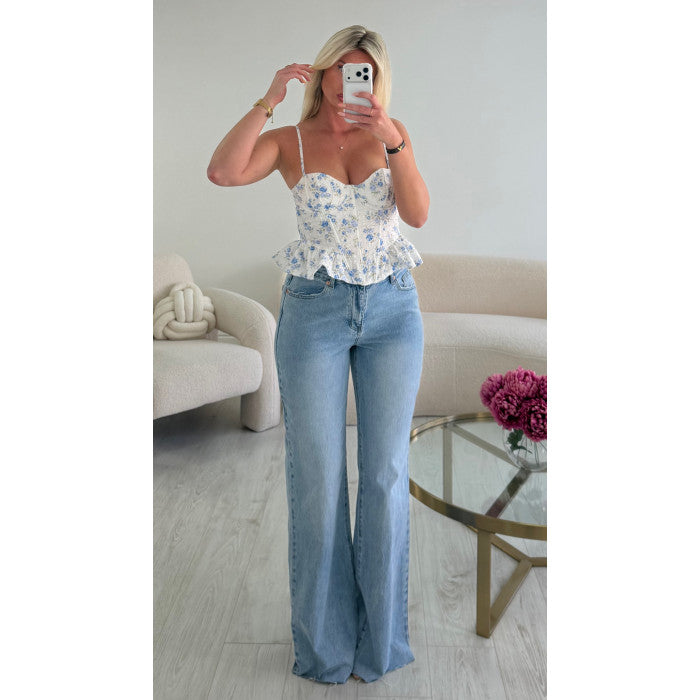 Jeans extra long bleu wide