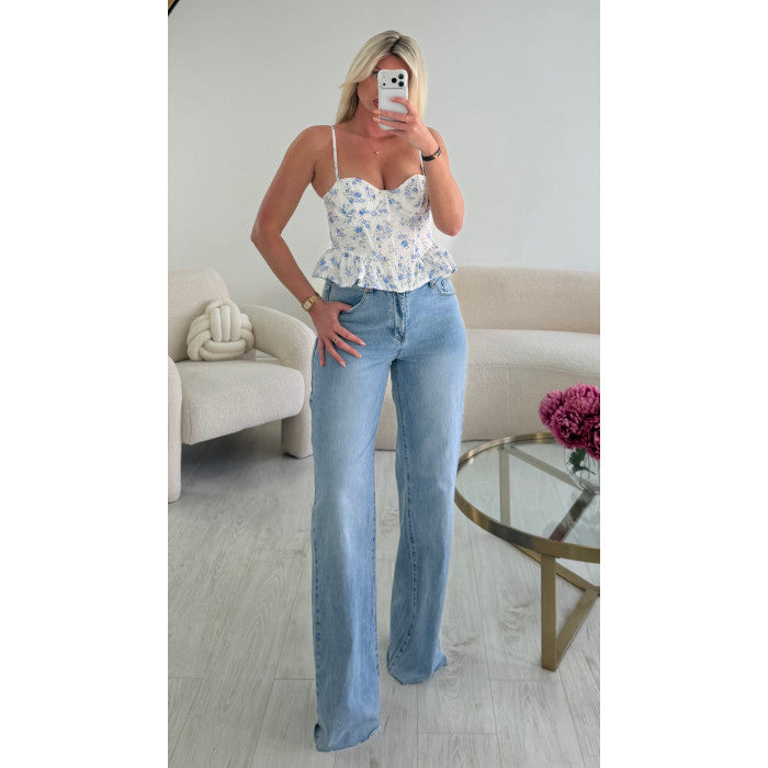 Jeans extra long bleu wide