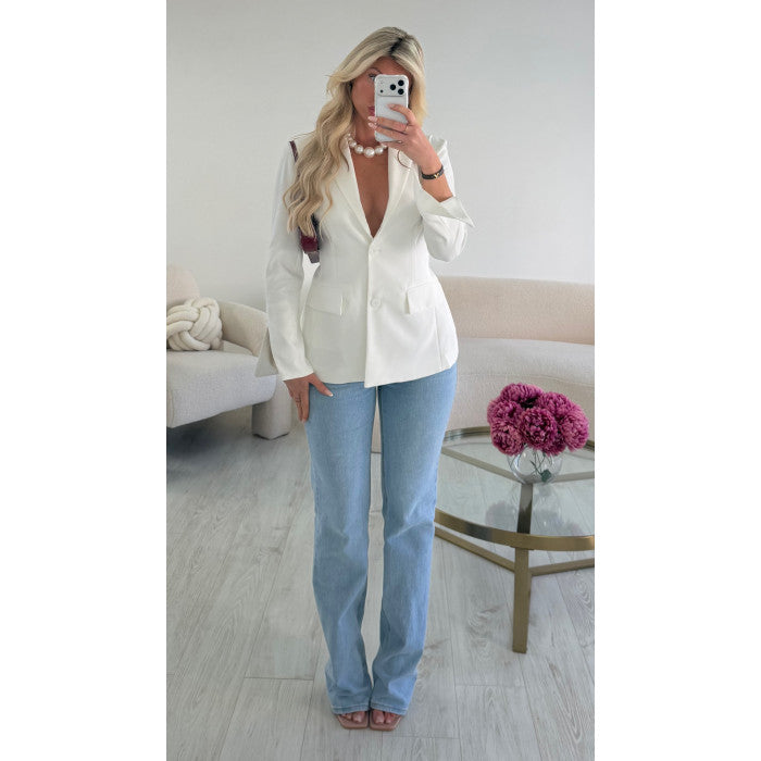 Jeans extra long droit bleu
