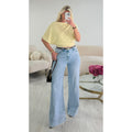 Jeans extra long large couture bleu clair