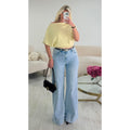 Jeans extra long large couture bleu clair