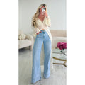 Jeans extra long large couture bleu clair