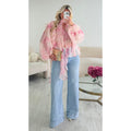 Jeans extra long large couture bleu clair