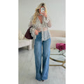Jeans extra long noeud bleu