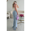 Jeans fente extra long bleu