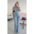 Jeans flare extra long bleu clair