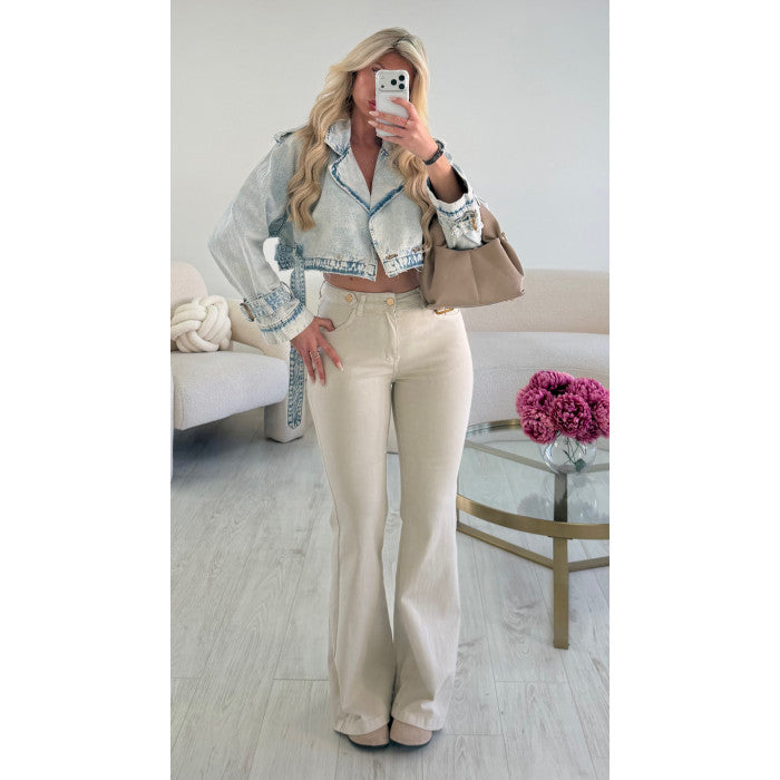 Jeans flare standard beige