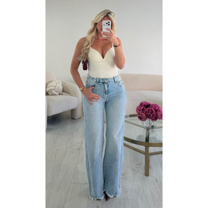 Jeans gaufré bleu clair