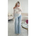 Jeans gaufré bleu clair
