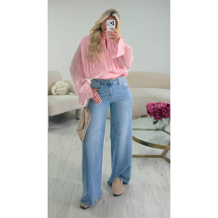 Jeans standard wide leg bleu clair